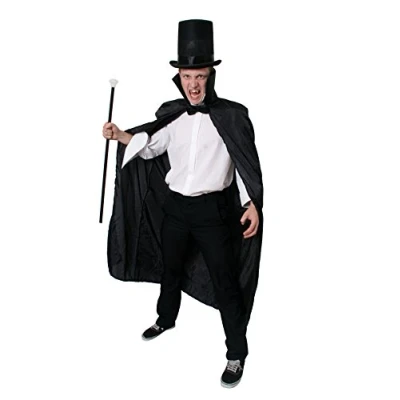 Image of I Love Fancy Dress ILFD4545 Black Cape with Collar for Halloween Vampire (One Size)