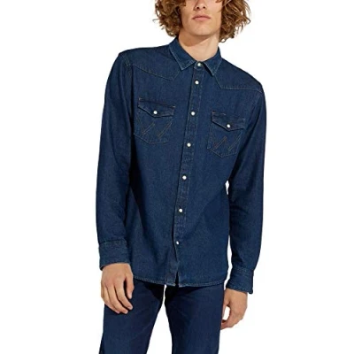 Image of Wrangler Men&#039;s Indigood Icons 27mw Denim Shirt, Blue (New 301), L