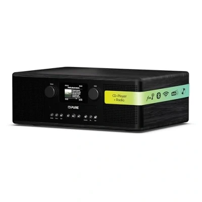 Image of Pure Classic C D6i All in One Internet Radio with WiFi, DAB+/FM, Bluetooth 5.3, CD Player, USB, AUX, 150 Presets, 2x 15W Stereo Sound System, Colour Display, Alarm &amp; Sleep Timer Black