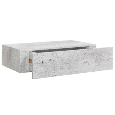 Image of vidaXL Wall mounted Drawer Shelf Concrete Grey 40x23.5x10cm MDF