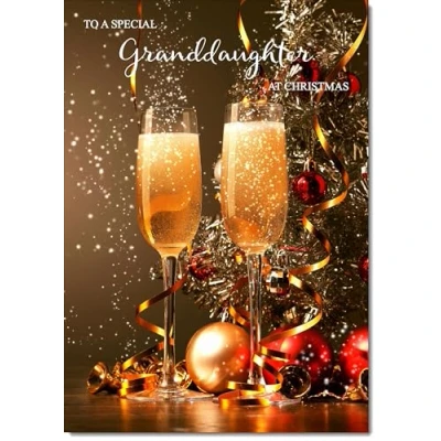 Image of doodlecards Granddaughter Christmas Card Champagne Medium Size for with Plain Envelope