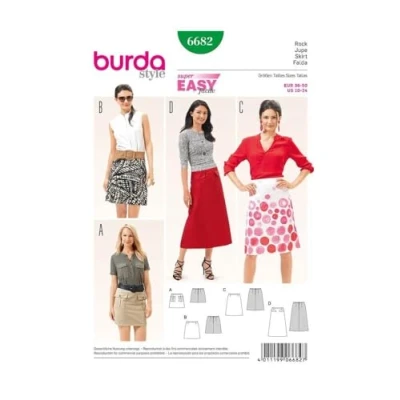 Image of Burda B6682 Skirt Sewing Pattern, White Paper Template (19 x 13 1cm) [English Language Not ]