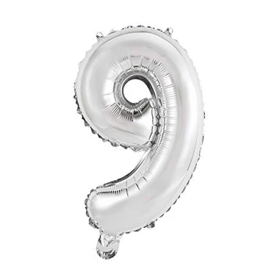 Image of Unique Party 56749 14&quot; Silver Foil Number 9 Balloon
