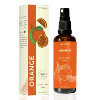 Image of Orange Room, Linen &amp; Pillow Spray by Aromafume 100ml/3.38 fl oz with Pure Essential Oil Aromatherapy for Relaxation, Sleep Stress Relief Mist Bedding, Fabrics