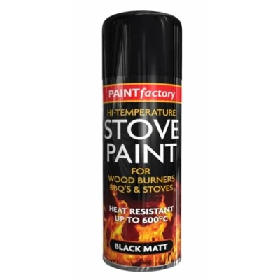 Image of Classic Signature: 12 x Black High Temperature Spray Paint 400ml, Stove Up To 600C, Engine Exhaust Adhesion, Heat Resistant Wood Burners, BBQ Grill