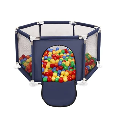 Image of Selonis Hexagon 6 Side Play Pen with 900 Balls, Blue:Yellow/Green/Blue/Red/Orange