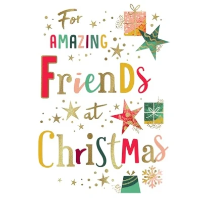 Image of Avant Garde Studios Modern Christmas Card, Friends, white 9 x 6 inches Piccadilly Greetings