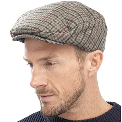 Image of Socks Uwear Unisex Tweed Country Style Flat Cap Hat Olive 58cm