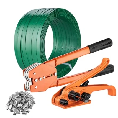Image of VEVOR Banding Strapping Kit with Tensioner Tool, Sealer 1000 ft Length PET Band, 300 Metal Seals, Pallet Packaging for Packing