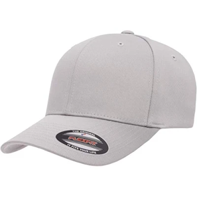 Image of Flexfit Men&#039;s Athletic Baseball Fitted Cap, Silver, L XL