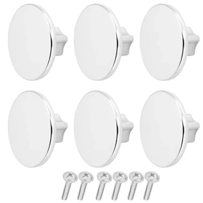Image of Decoranddecor Vesta 40mm Round Kitchen Cabinet Furniture Knob Zinc Alloy (6 Pack, Polished Chrome)
