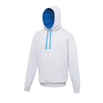 Image of AWDis Men&#039;s Varsity Hoodie, Multicoloured (Heather Grey/Sapphire), Medium