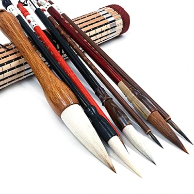 Image of ANCLLO Excellent Chinese Calligraphy Brush Kanji Japanese Sumi Drawing Brush(4 Sizes with Bag)