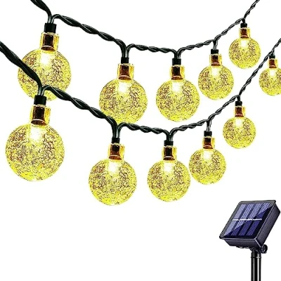 Image of SIMUK Collection 50LED Solar Lights Outdoor 10M Garden Waterproof Crystal Globe Indoor Fairy for Decking Party Camping Christmas Festival (Warm White)