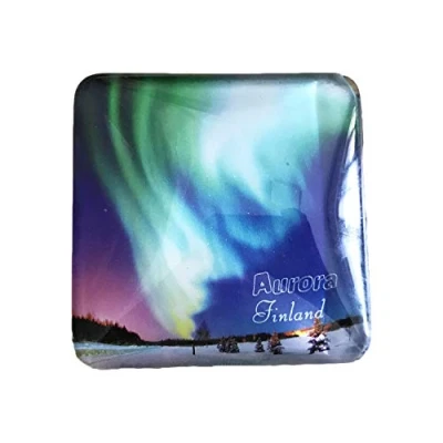 Image of 3D Finland Aurora Refrigerator Fridge Magnet Crystal Glass Handmade Tourist Travel Souvenir Collection Gift Whiteboard Magnetic Sticker Home Decoration