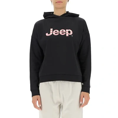 Image of JEEP O102609 B000 J WOMAN HOODED CROPPED SWEATSHIRT Striped Print J22W Black M