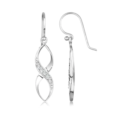 Image of Elli Earrings Ladies Ear Hanger Spiral Infinity Delicate with Crystals 925 Sterling Silver