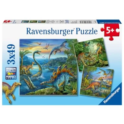 Image of Ravensburger Dino Fascination Dinosaur Jigsaw Puzzles for Kids Age 5 Years Up 3x 49 Pieces, 275x192x37 mm