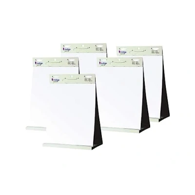 Image of indigo® Tabletop Self Stick Flipchart Pad [20 Sheets] 70 gr/m² Paper, 58,5 x 50 cm Portable and Versatile for Creative Expression Organization (Pack of 5)
