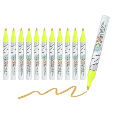 Image of M&amp;G Paint Marker Pens, 12Pcs Waterproof Markers Quick Dry and Permanent Metallic for Painting Stone, Wood, Plastic, Ceramic, Canvas, Glass, Tires, Yellow