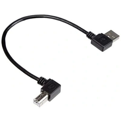 Image of System S USB A to B Adapter Cable 90 Angled Data Degree Connector Angle 22 cm