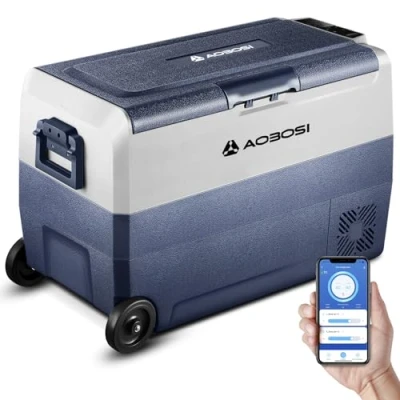 Image of AAOBOSI Car Fridge 50L, Camping Dual Zone, WIFI APP Control, 20C Portable Freezer 12/24V DC and 100 240V AC for Campervan, Driving, Travel, RV, Outdoor, Picnic