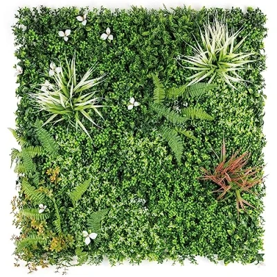 Image of CHRISTOW Meadow Artificial Plant Living Wall Panels, Garden Fence Covering Decoration, Indoor Outdoor Decor, Waterproof UV Protected, 1m x (Set of 2 100cm 50cm)