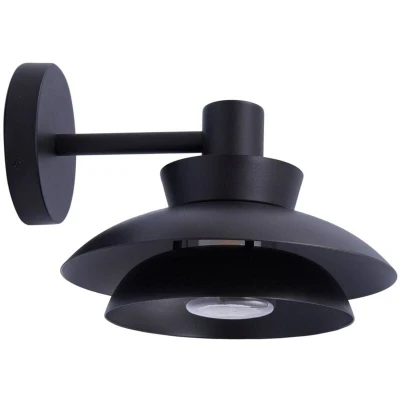 Image of Lucande outdoor wall light Thais, black, iron, Ø 25 cm