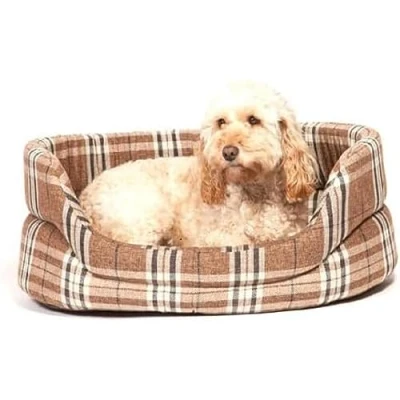Image of Danish Design Newton Truffle Brown Check Machine Washable Dog/Puppy Slumber Bed 24 Inch