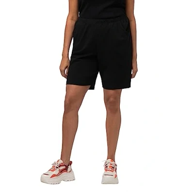 Image of Ulla Popken Women&#039;s Jerseyshorts, Taschen, Elastikbund Bermuda Shorts, Black, 32 34