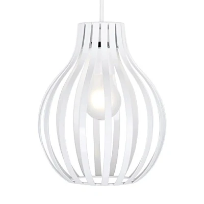 Image of MiniSun Modern Gloss White Metal Cage Designer Style Ceiling Pendant Light Shade