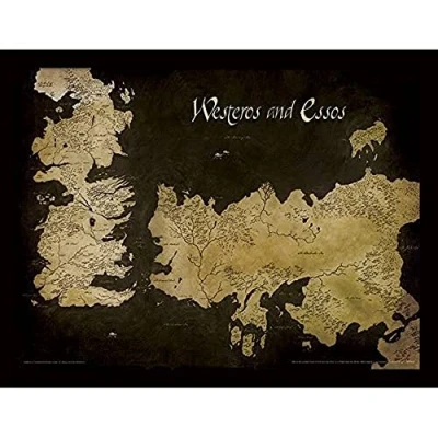 Image of Game of Thrones FP11393P PL Westeros and Essos Antique Map 30x40 cm Framed Print