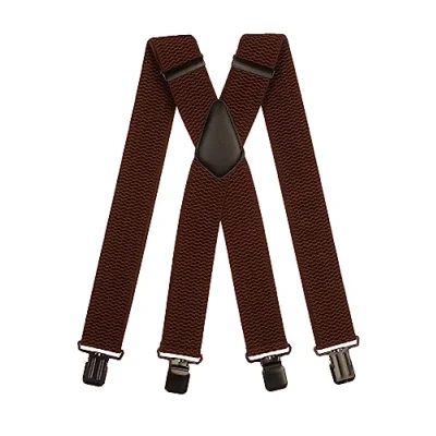 Image of Olata Men&#039;s Extra Wide X Shape Braces/Suspenders and Black Clips 5cm. Brown