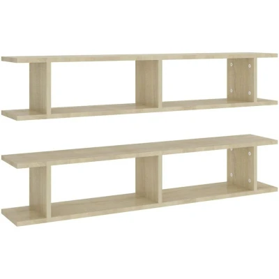 Image of vidaXL Wall Shelf 2 pcs Sonoma Oak 105x18x20 cm Engineered Wood