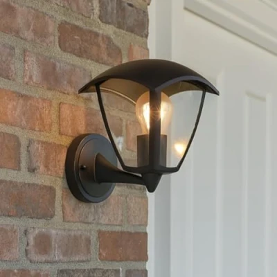 Image of CGC Lighting Black Outdoor Outside Lights Traditional Contemporary Waterproof Lampholder Weatherproof Porch Patio Door Wall Terrace Garden (Uplight)