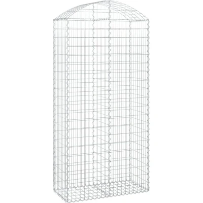 Image of vidaXL Arched Gabion Basket 100x50x200/220 cm Galvanised Iron