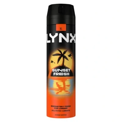 Image of Lynx XL Sunset Fresh Men&#039;s Deodorant with Mango and Mandarin Scent Long Lasting Fragrance 48 Hours All over Freshness Aluminium Free Body Spray, 200 ml