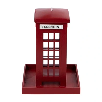 Image of Redwood Traditional Red Telephone Box Bird Feeder