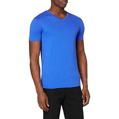 Image of Gildan Men&#039;s Soft Style V Neck T Shirt, Blue (Royal), Medium