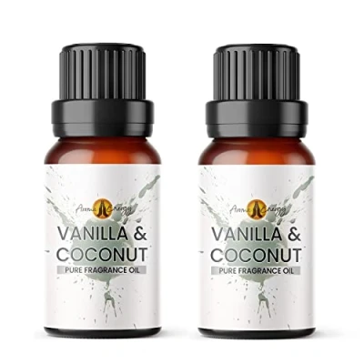 Image of Aroma Energy Vanilla &amp; Coconut Fragrance Oil 20ml (2 x 10ml) Highly Scented for Making Candle, Soap, Wax Melt, Diffuser etc