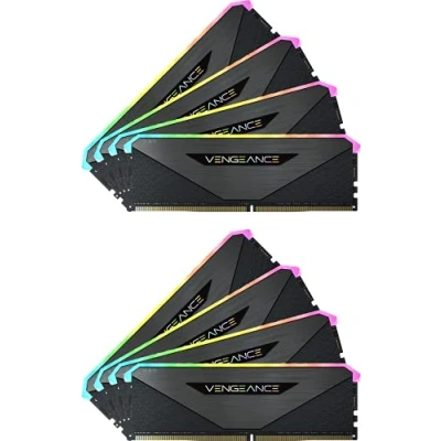 Image of Corsair Vengeance RGB RT 256GB (8x32GB) DDR4 3200MHz C16 Desktop Memory (Dynamic Lighting, Optimised for AMD 300/400/500 Series, Compatible with Intel Series) Black