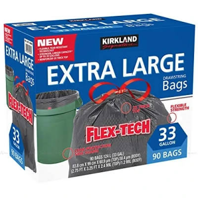 Image of Kirkland Signature Flex Tech 33 Gallon Trash Bag 90 Count