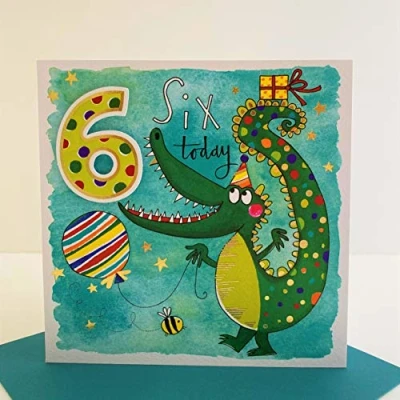 Image of Rachel Ellen Boy Crocodile Age 6 Six Today Birthday Card