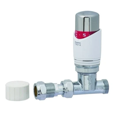 Image of Drayton Straight Thermostatic Radiator Valve 4 White 15mm 705151