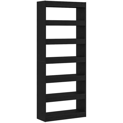 Image of vidaXL Black oak Bookshelf Engineered Wood 80 x 30 198 cm