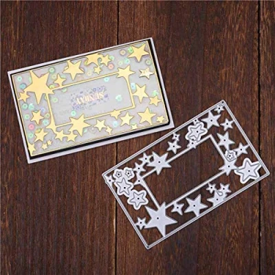 Image of Star Background Metal Cutting Dies, YunTrip Rectangle Frame Dies Stencils for DIY Scrapbooking Photo Album Decorative Paper Craft Card Making Supplies