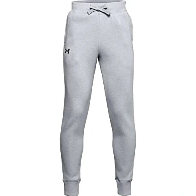 Image of Under Armour Rival Cotton Pants Trousers, Boys Grey, Mod Gray Light Heather / Black (011), YLG
