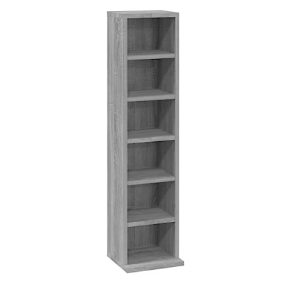 Image of vidaXL Grey Sonoma CD Cabinet Engineered Wood Storage Unit with Ample Space, Versatile Office, Study or Bedroom