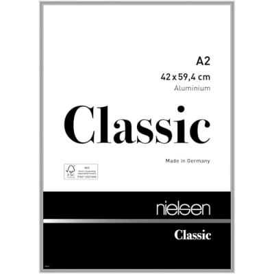 Image of nielsen Classic Photo Frame, A2, 42x59.4cm Silver Aluminium Picture Frame with Protective Float Glass and Push Turn Clips Polished
