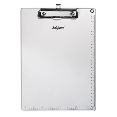 Image of Snopake A4 Metallic ClipBoard with Heavy Duty Clip and Measurement Guide [Metallic Silver] 15788